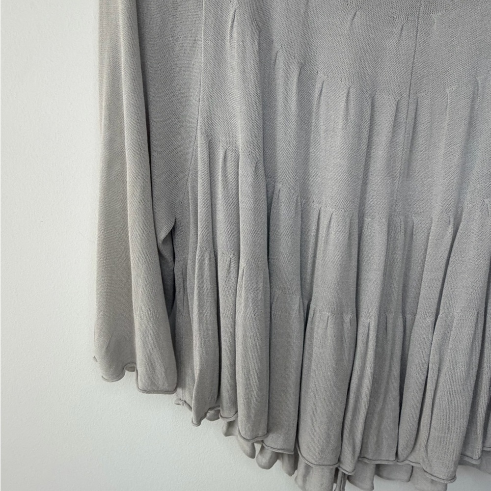 LINE Flowy Mesh Blouse – Grey – Size S – Elegant Draped Top - Picture 12 of 17